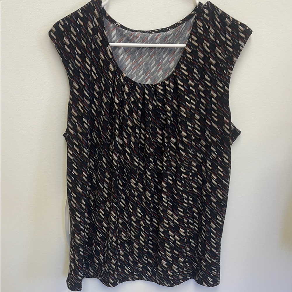 Calvin Klein Black Patterned Tunic Top size  14 slim fit